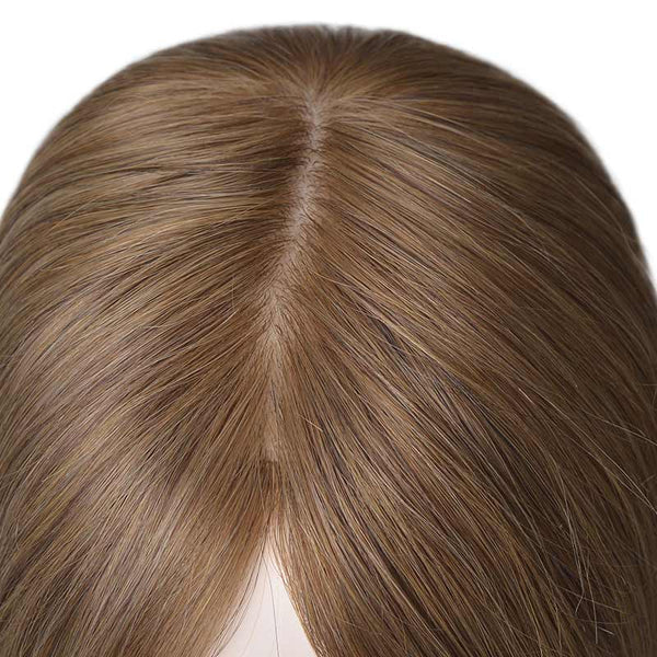 Light Brown Straight Silk Base hair Topper 12-20 inch