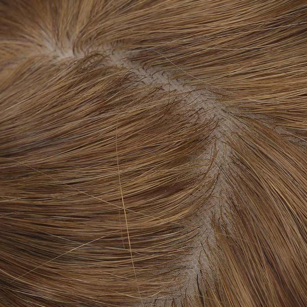 Light Brown Straight Silk Base hair Topper 12-20 inch