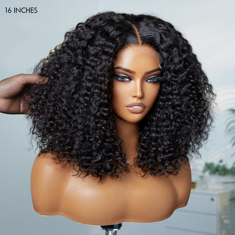 Ready to Go Kinky Curly Glueless 5x5 Closure HD Lace Short Bob Hair Wig