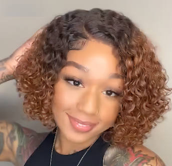 Glueless 360 Lace Wig Water Wave Brazilian Curly Bob Frontal Wigs