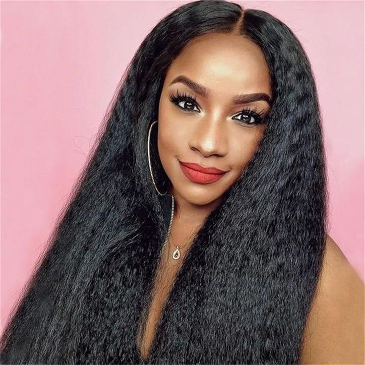 Kinky Straight Glueless Full Lace Wigs Pre Plucked Full Lace  Wigs