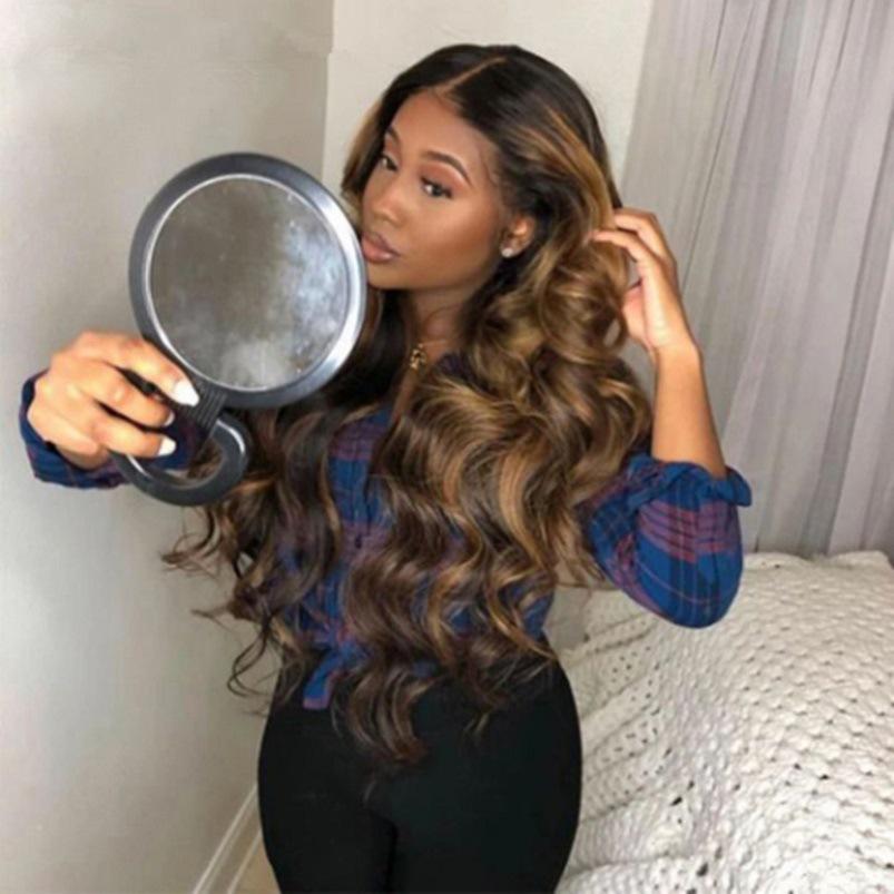 Brown Mixed Gold Long Wave Wig