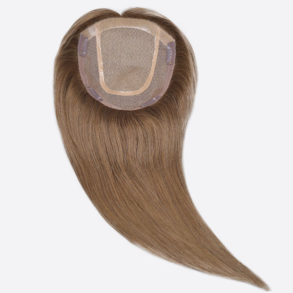 Light Brown Straight Silk Base hair Topper 12-20 inch