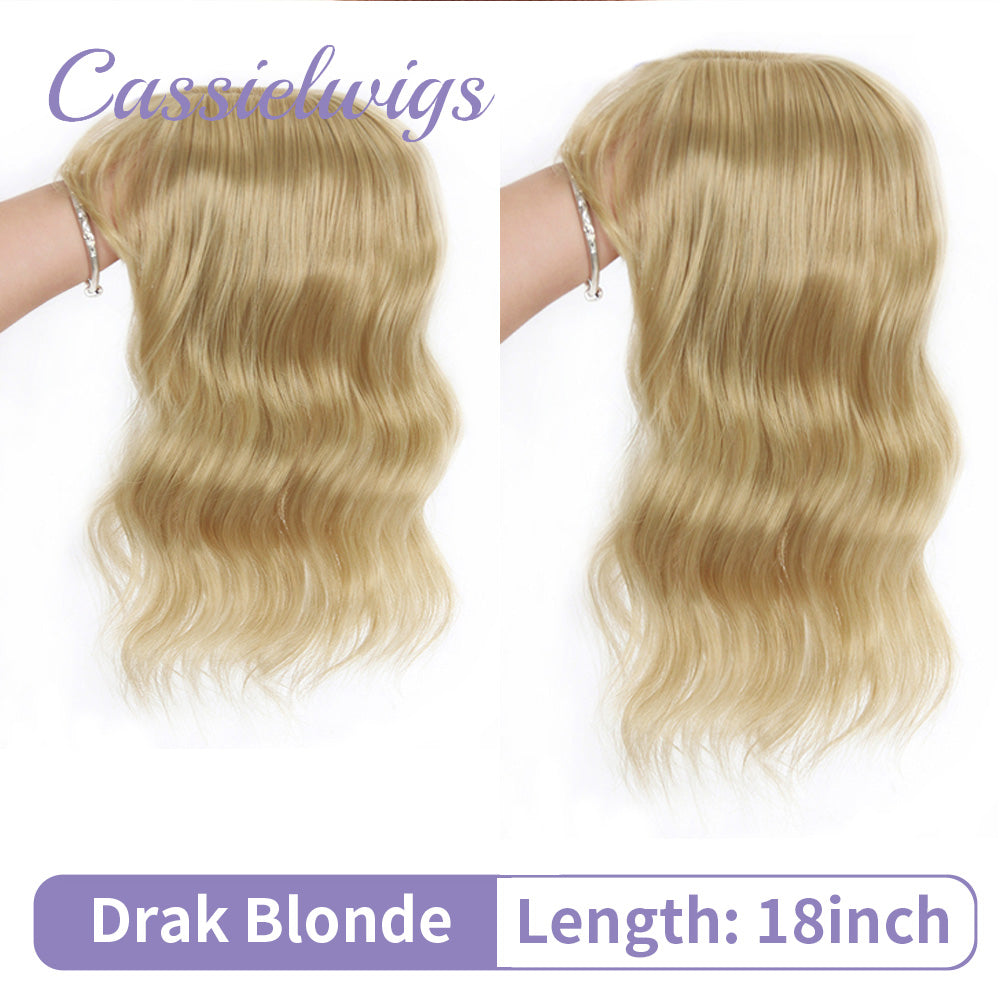 Blonde Naturally Wavy Hair Topper With Band Clip-on Crown Breathable