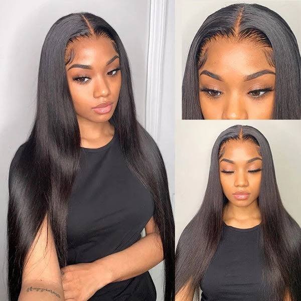 Brazilian Black Glueless Straight Hair For Women Natural Wig