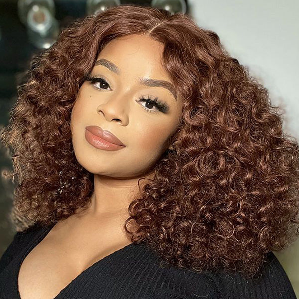 Lace Frontal Deep Curly Wig Glueless Pre-Plucked Virgin Hair Wig