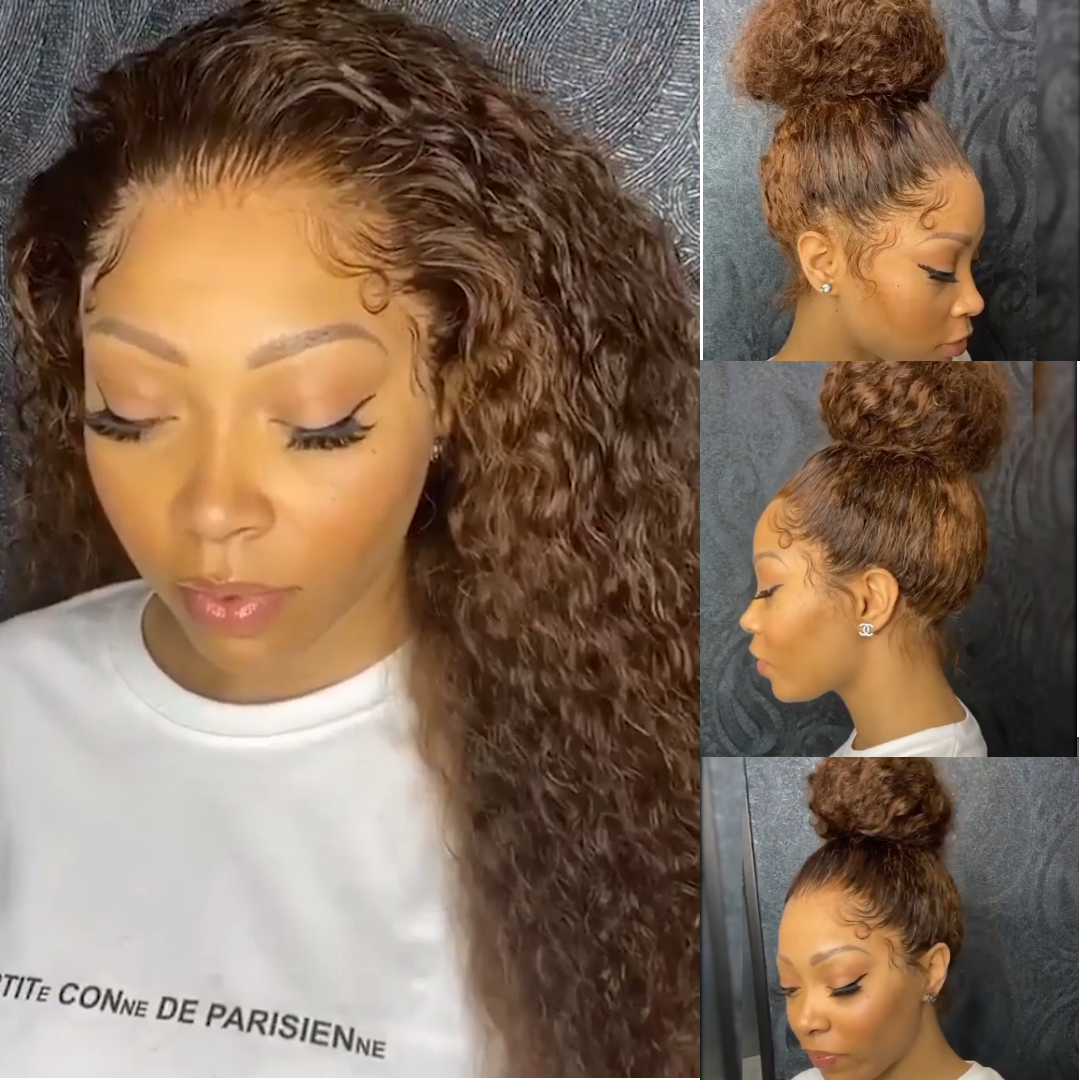 Brazilian Water Wave Long Curly Hair HD Lace Front Glueless Wigs