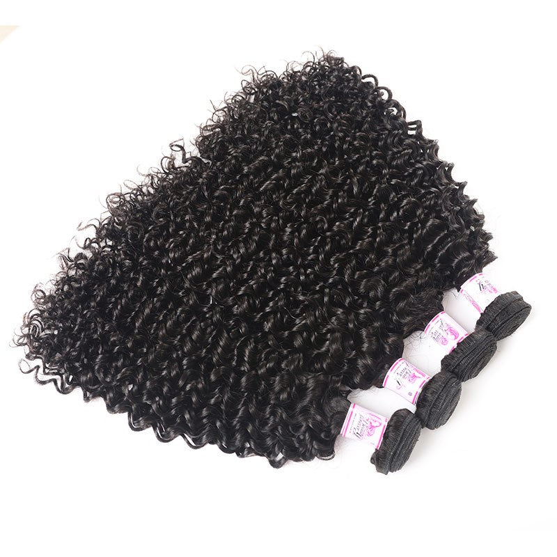 Malaysian Jerry Curly Weave 4Bundles Deals Virgin Hair 1B Color