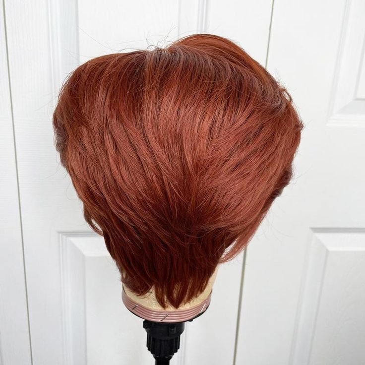 Orange Brown Glueless Natural Short Hair Pixie Cut Wig