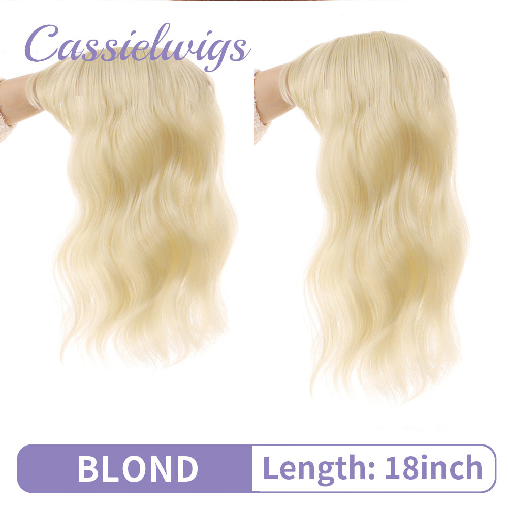 Blonde Naturally Wavy Hair Topper With Band Clip-on Crown Breathable