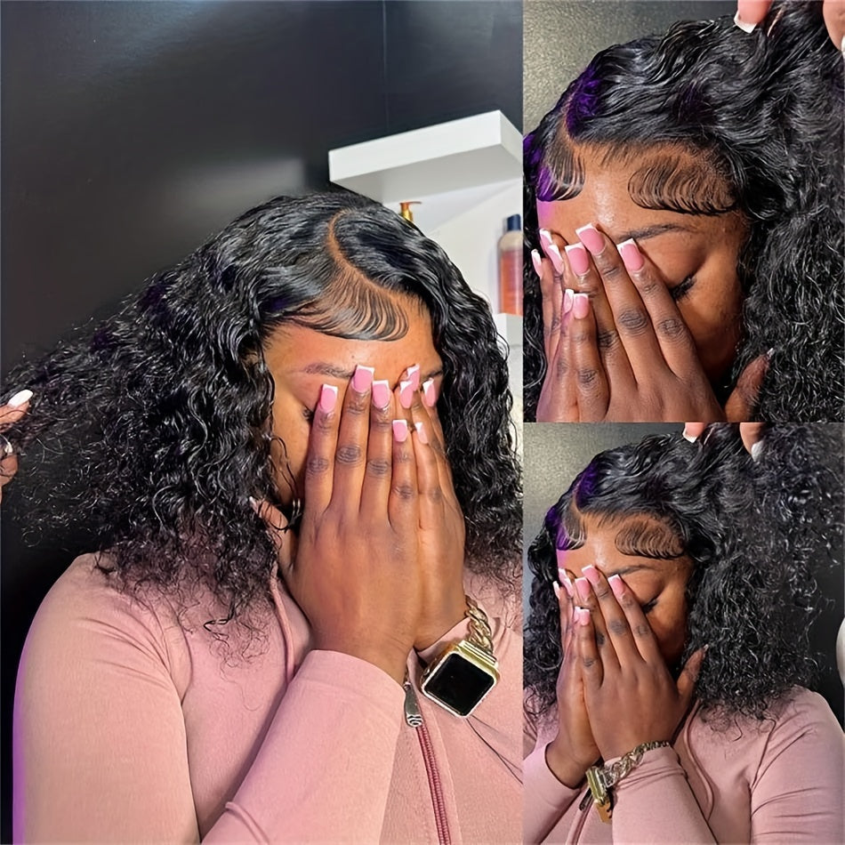 Lace Frontal Deep Curly Wig Glueless Pre-Plucked Virgin Hair Wig