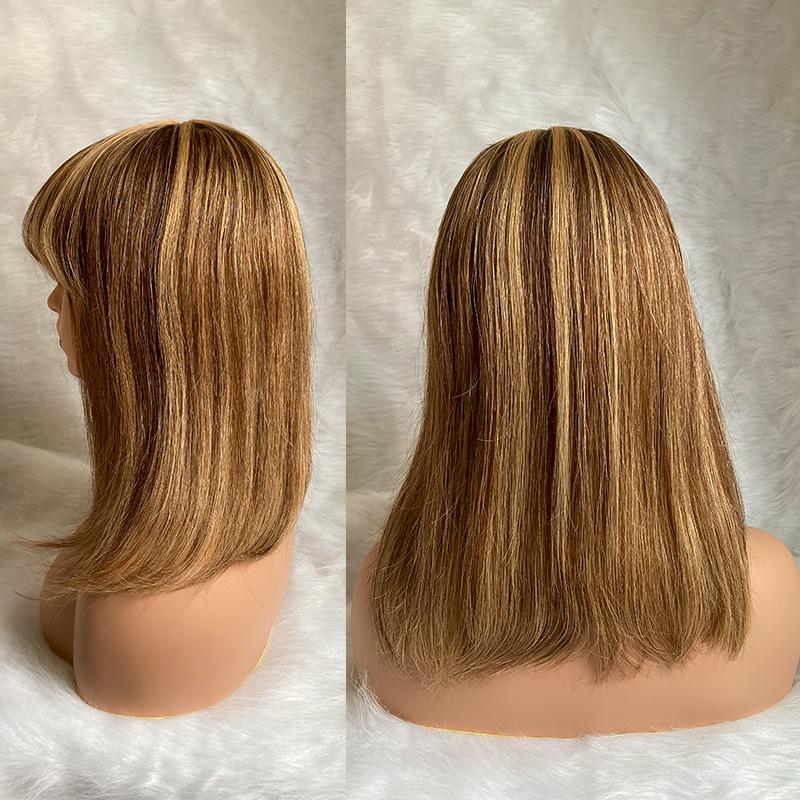 Highlight Brown Mixed Gold Straight Short Bob